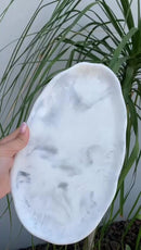 Bandeja Decorativa Oval Cimento Marmorizada 28x16 cm