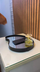 Bandeja Decorativa Pera Espelhada Orgânico Couro 36x25 cm Sala Quarto Banheiro Entrada