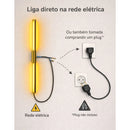 Arandela LED Linear 1m Preta 10W 3000K Bivolt Parede Moderna – NÃO Recarregável / precisa ligar na tomada
